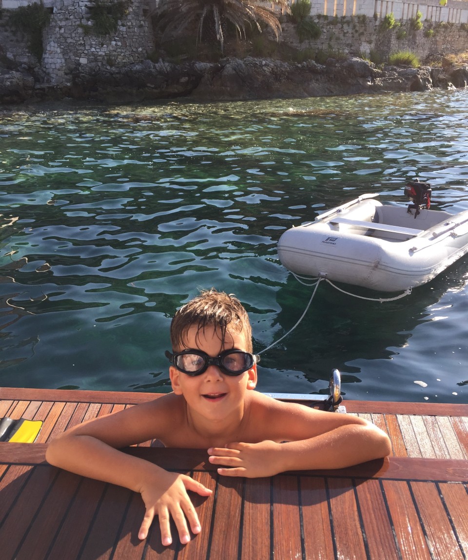 Boy enjoying diving on sailing holidays in Croatia