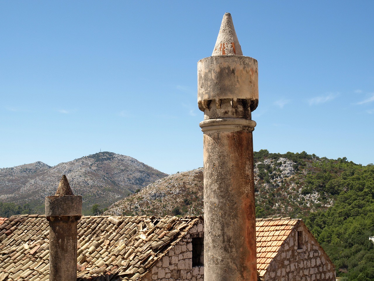 Famous chimneys fumari Lastovo