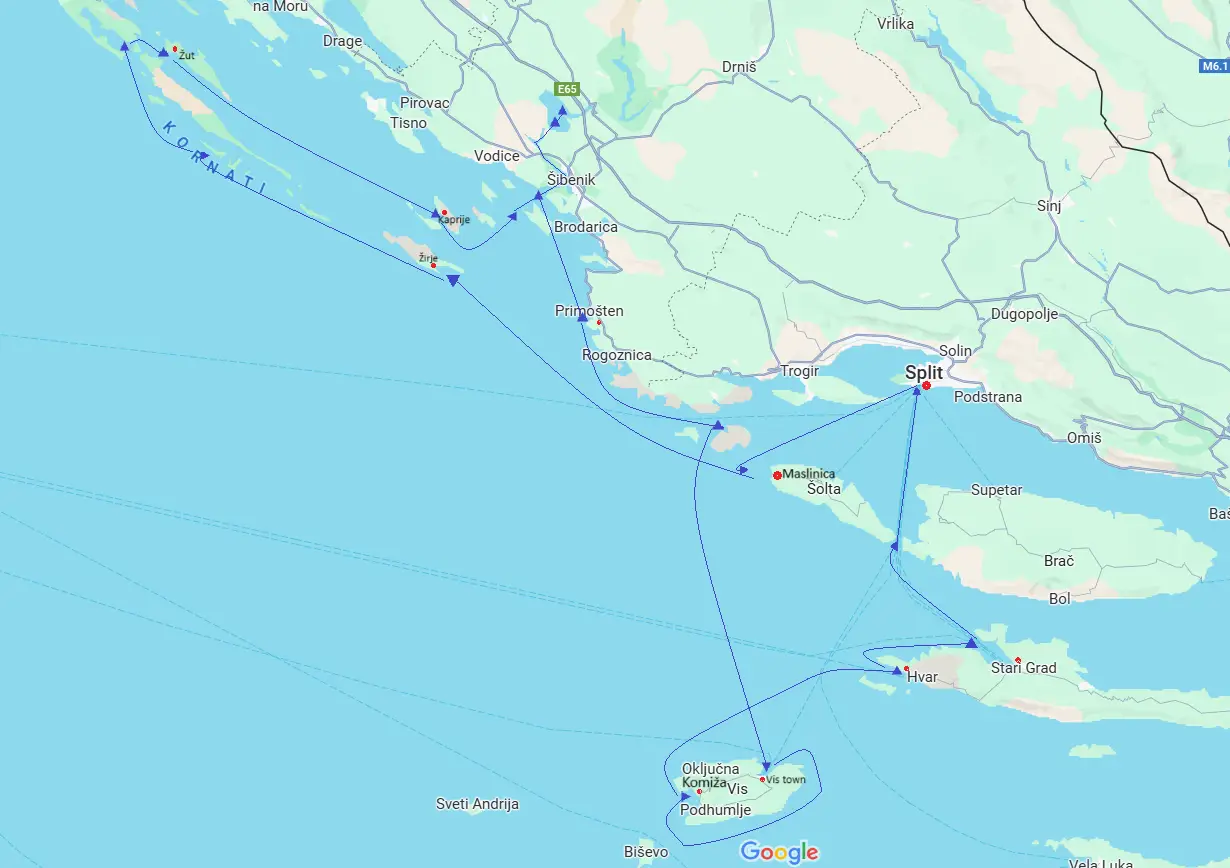 14 days from Split to the north and to the south