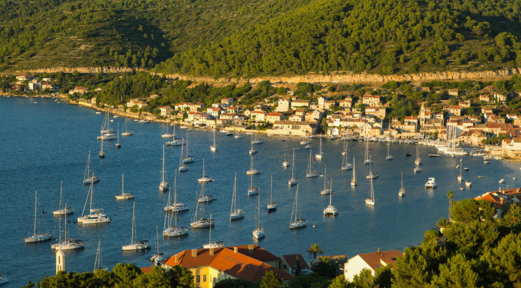 Sailboats in Vis harbour