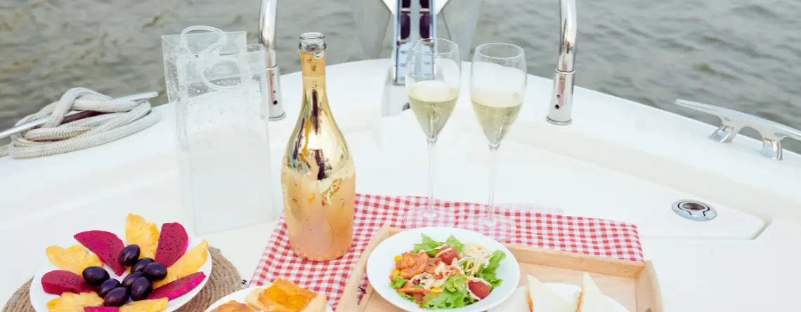 Eating on board yacht in Croatia